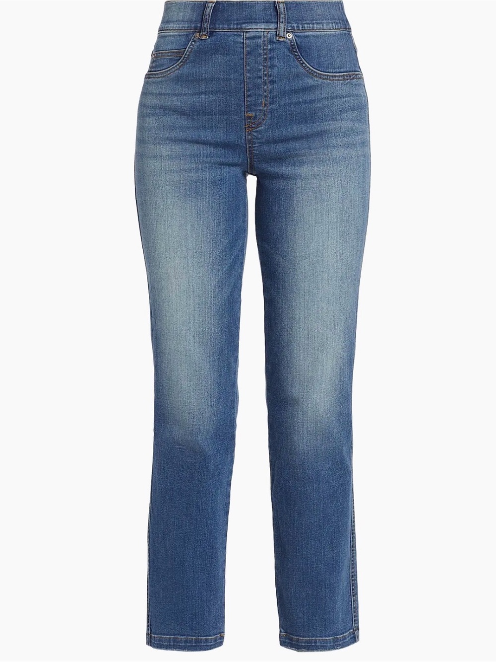 High-Rise Straight Leg Jeans in Mid Blue Wash- Size Large